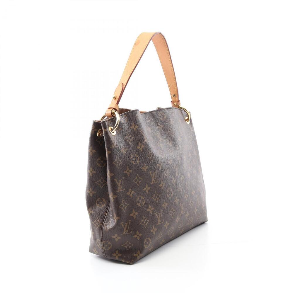 Louis Vuitton Canvas Bag Graceful Brown Shoulder Monogram Leather